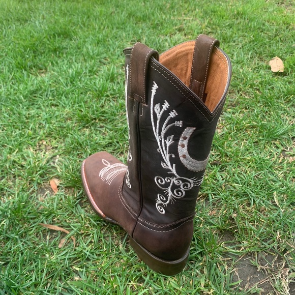 WOMEN'S WESTERN RODEO COWGIRL BOOTS GENUINE LEATHER HORSE SHOE BOTA DAMA 388 - Picture 7 of 11